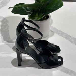 Marc Fisher Glossy Black Strappy Heels size 6.5